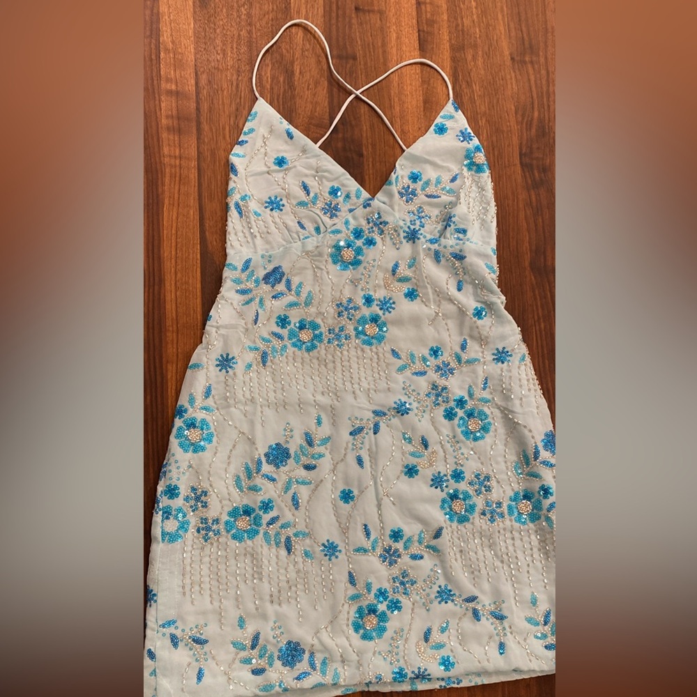 Floral Embroidered Dress with Spaghetti Straps